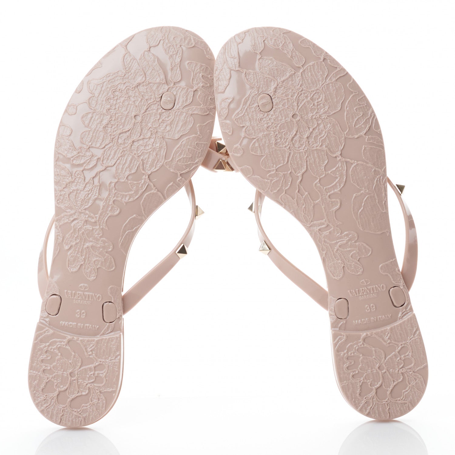 Valentino Garavani PVC Jelly Rockstud Bow Thong Sandals 39 Poudre 5 of 7