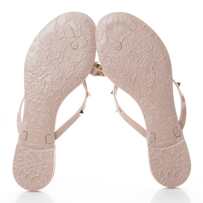 Valentino Garavani PVC Jelly Rockstud Bow Thong Sandals 39 Poudre 5 of 7
