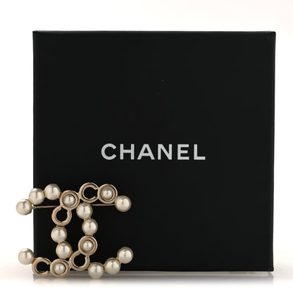 Chanel Pearl Coco CC Brooch Gold 5 of 5