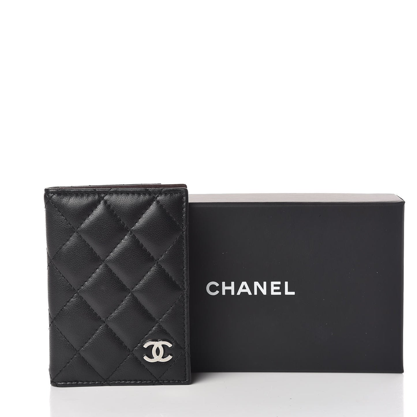Lambskin Quilted Card Holder Wallet Black