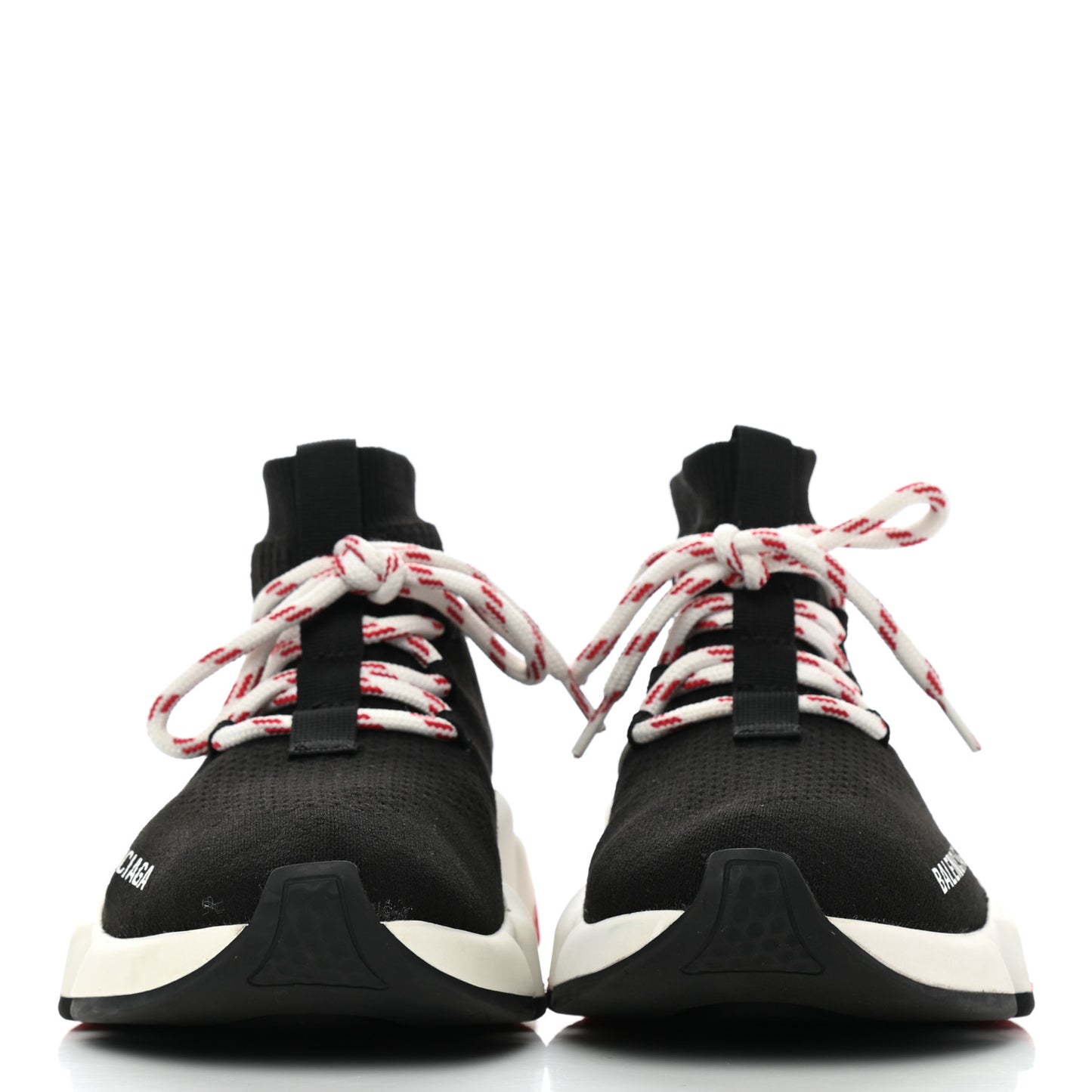 Neoprene Knit Womens Speed Lace Up Sneakers 35.5 Black Red