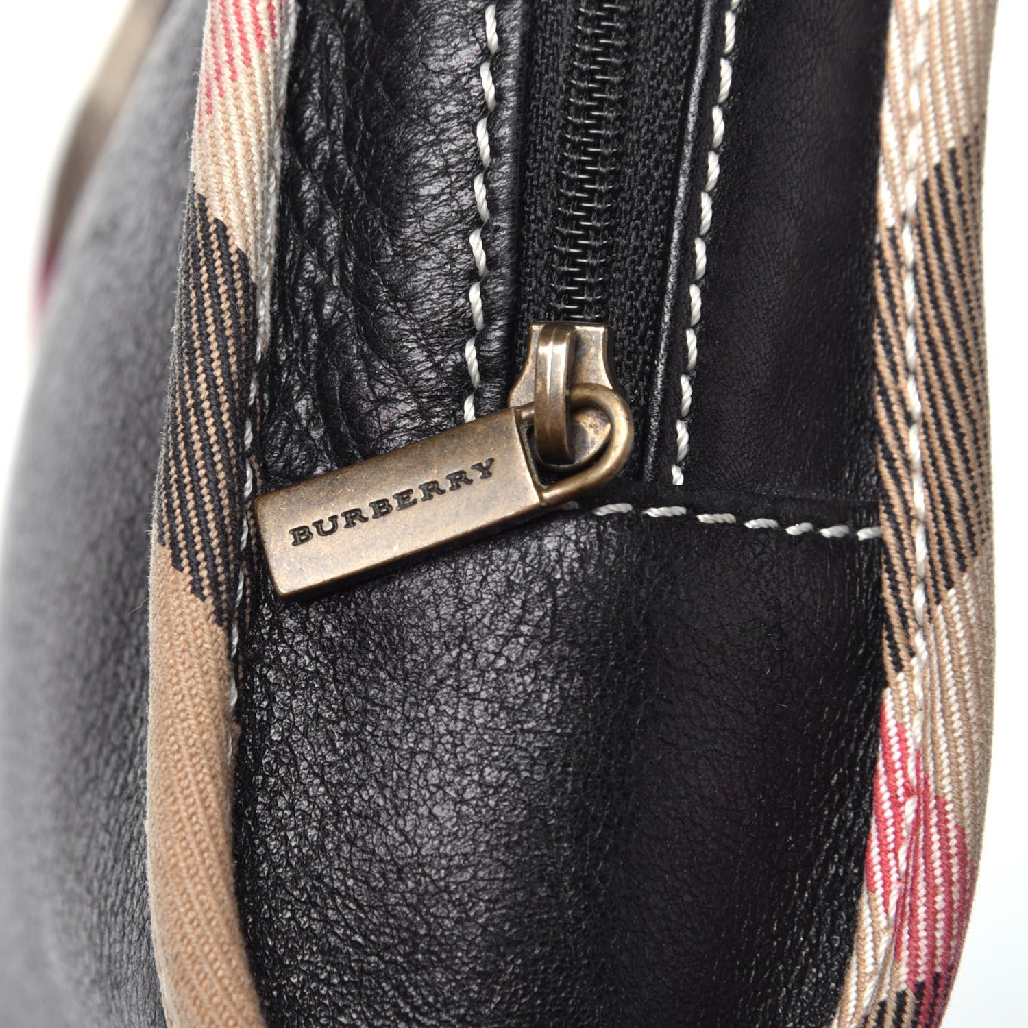 Burberry Calfskin Nova Check Cosmetic Pouch Black 10 of 10