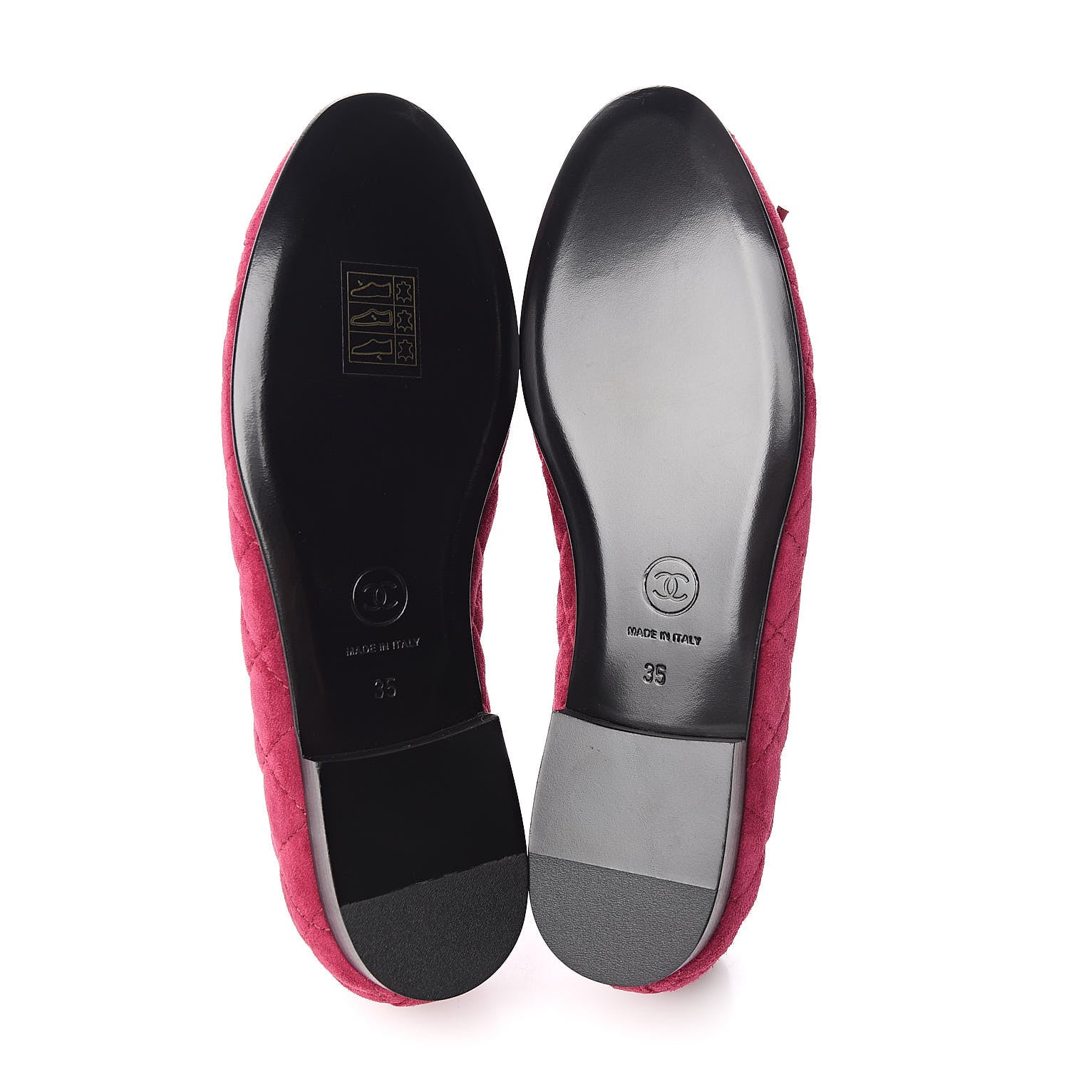 Chanel Suede Calfskin Quilted Cap Toe CC Ballerina Flats 35 Dark Pink 5 of 9