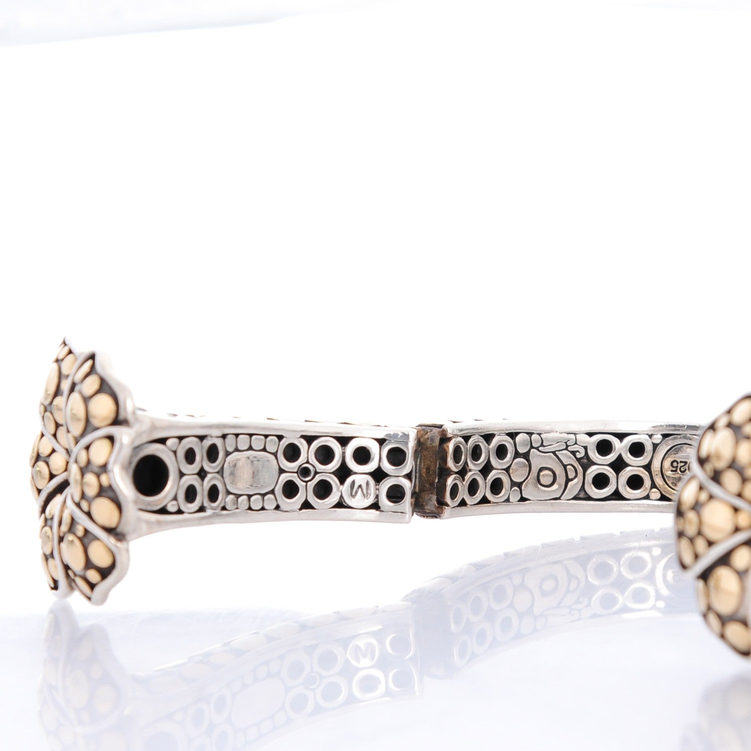 John Hardy 18K Yellow Gold Sterling Silver Ayu Frangipani Flower Cuff M 4 of 8