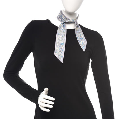 Hermes Silk Rire Droite Rive Gauche Twilly Gris Perle Bleu Jaune Pale 2 of 7