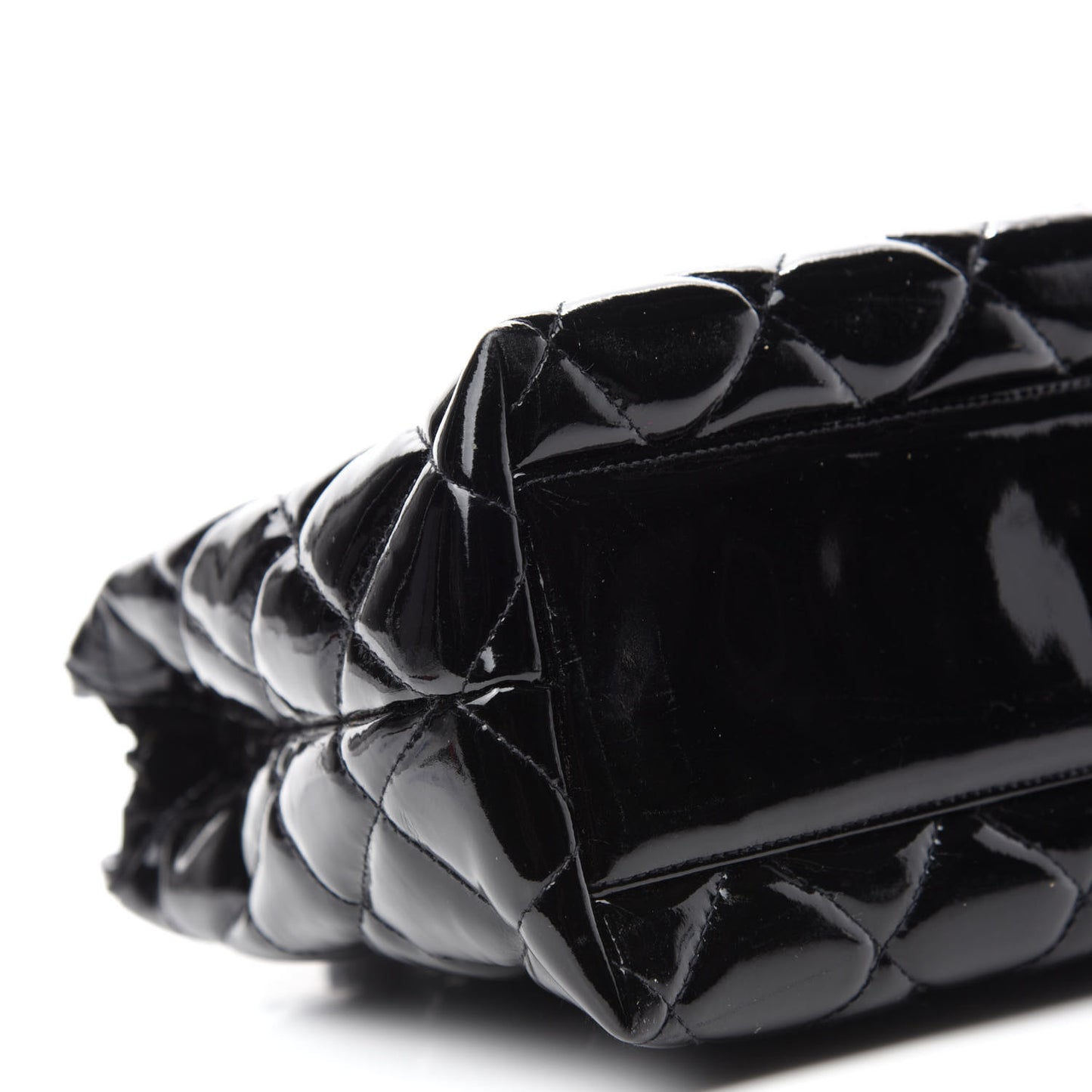 Patent Quilted Tote Black