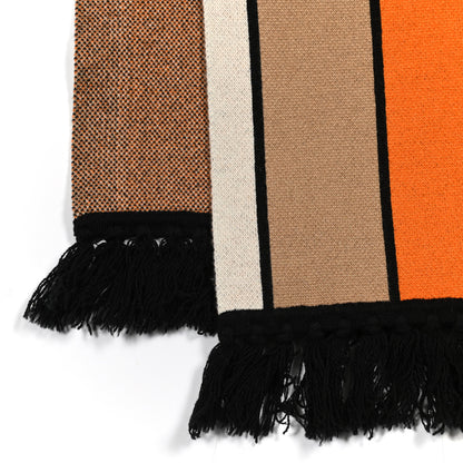 Burberry Cashmere Logo Knit Scarf Black Orange 5 of 5