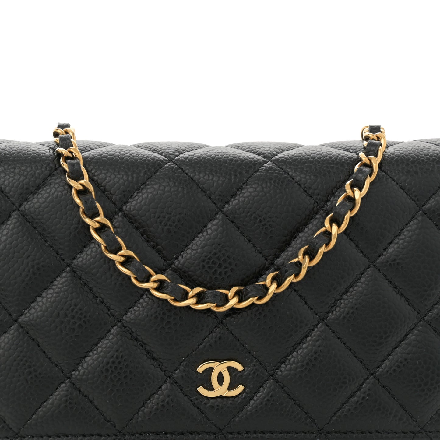 Caviar Quilted Wallet on Chain WOC Black