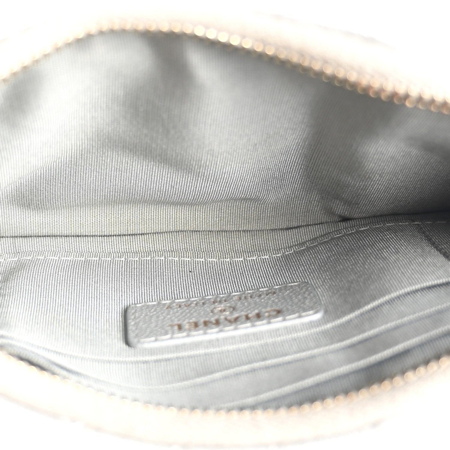 Chanel Metallic Goatskin Quilted Chanel 19 Flat Wallet Pouch Silver 5 of 8