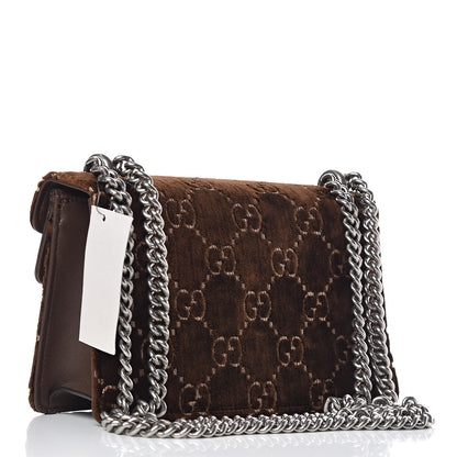 Gucci Velvet Moon Calfskin Crystal GG Monogram Small Dionysus Shoulder Bag Brown Vintage Cocoa Black Diamond 3 of 12