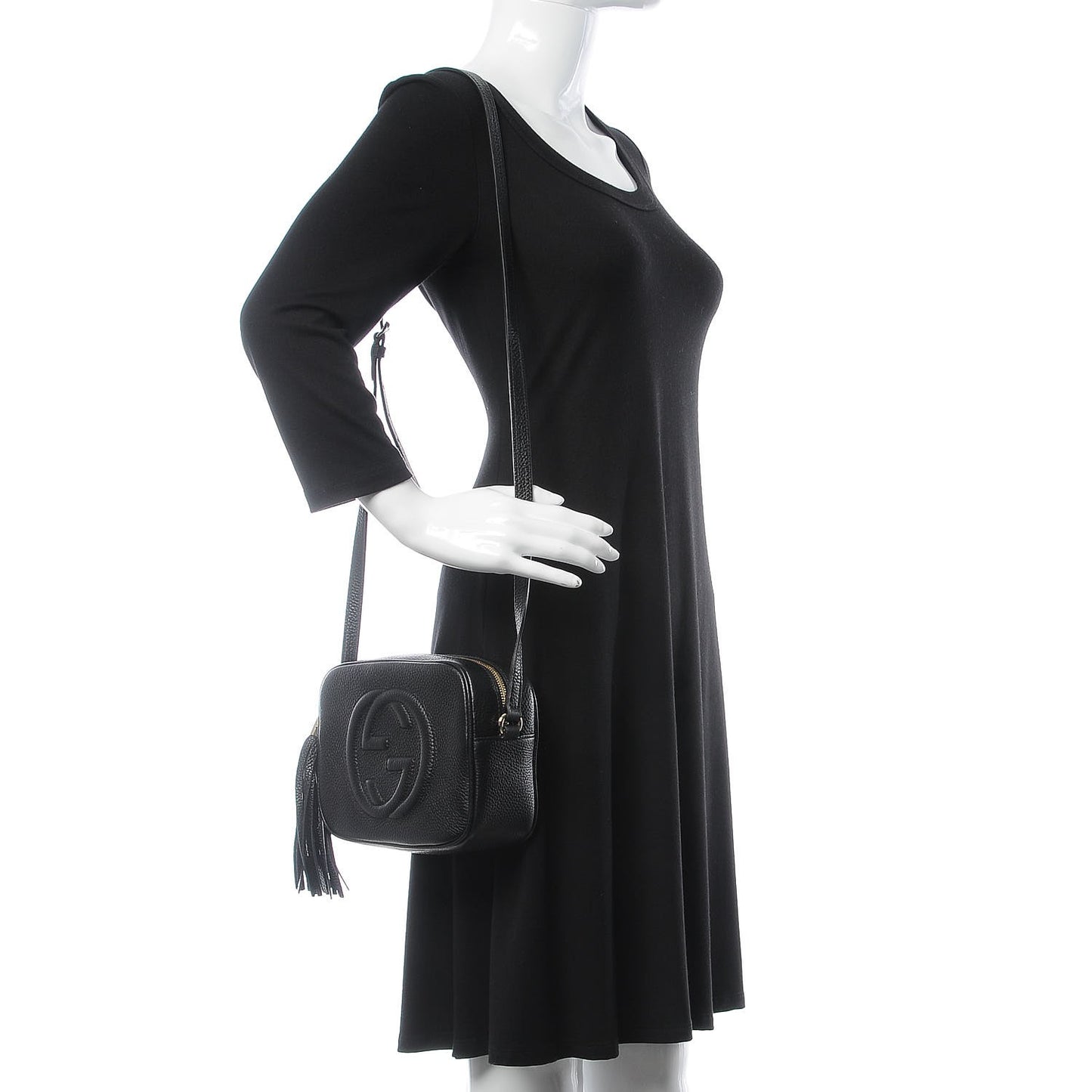 Pebbled Calfskin Small Soho Disco Bag Black