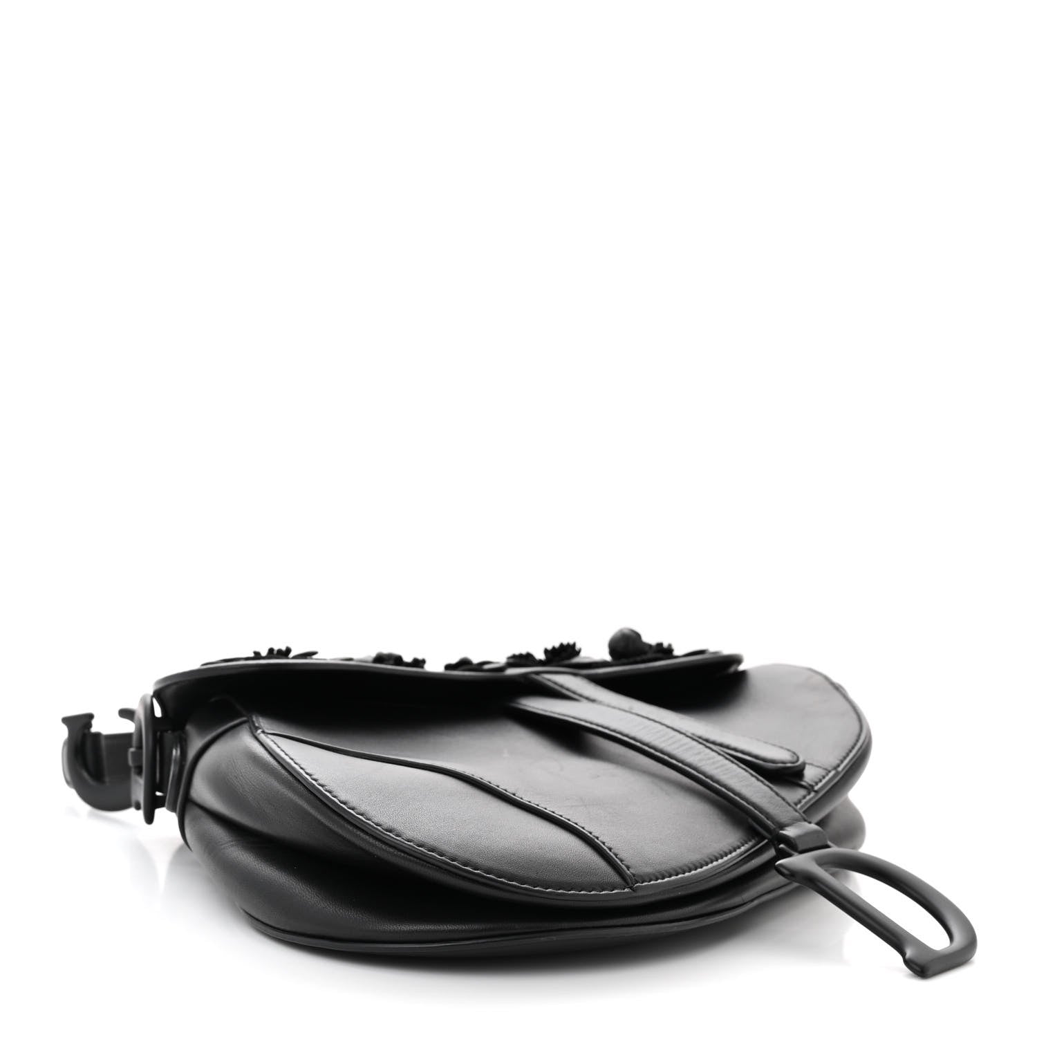 Christian Dior Lambskin 3D Floral Saddle Bag Black 4 of 10