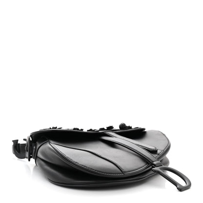 Christian Dior Lambskin 3D Floral Saddle Bag Black 4 of 10