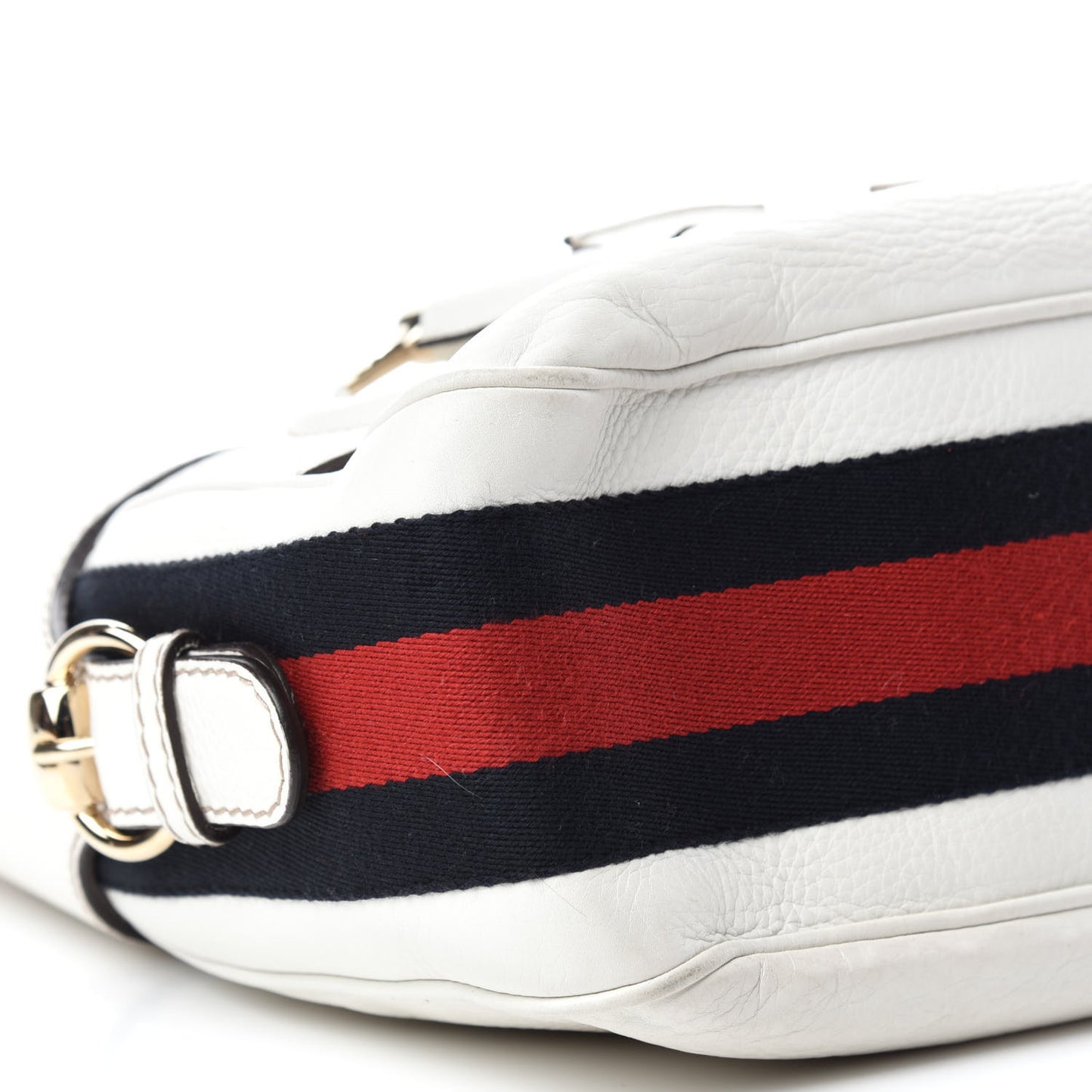 Calfskin Horsebit Web Hobo White