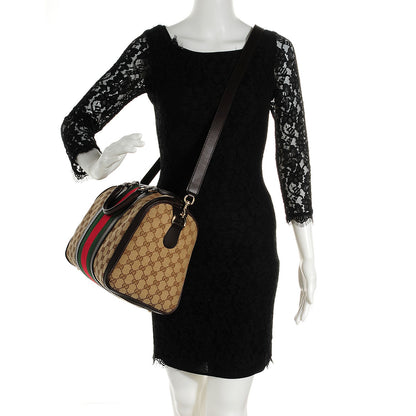 Gucci Monogram Vintage Web Medium Boston Dark Brown 2 of 9