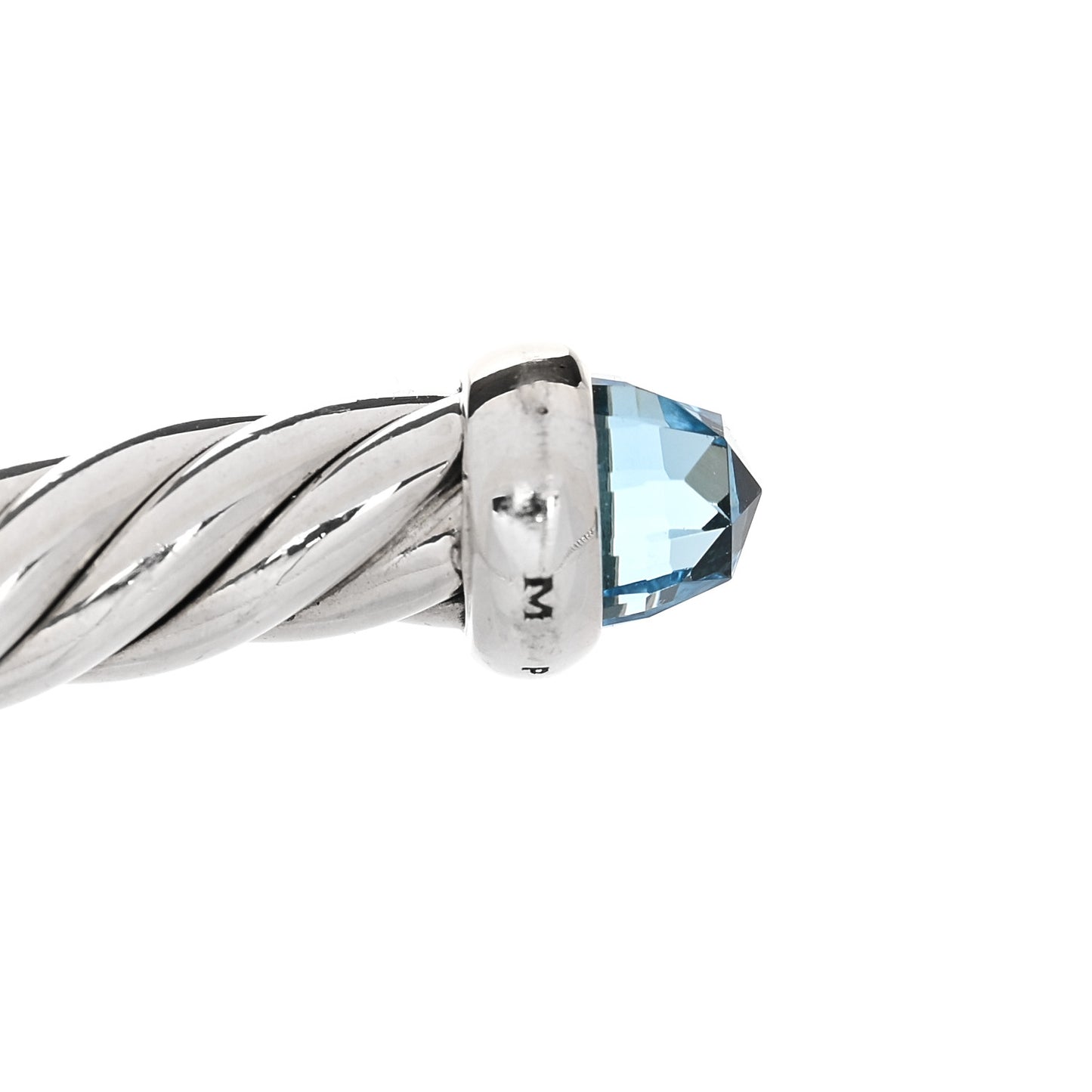Sterling Silver 14K Yellow Gold Blue Topaz 4mm Cable Flex Bracelet