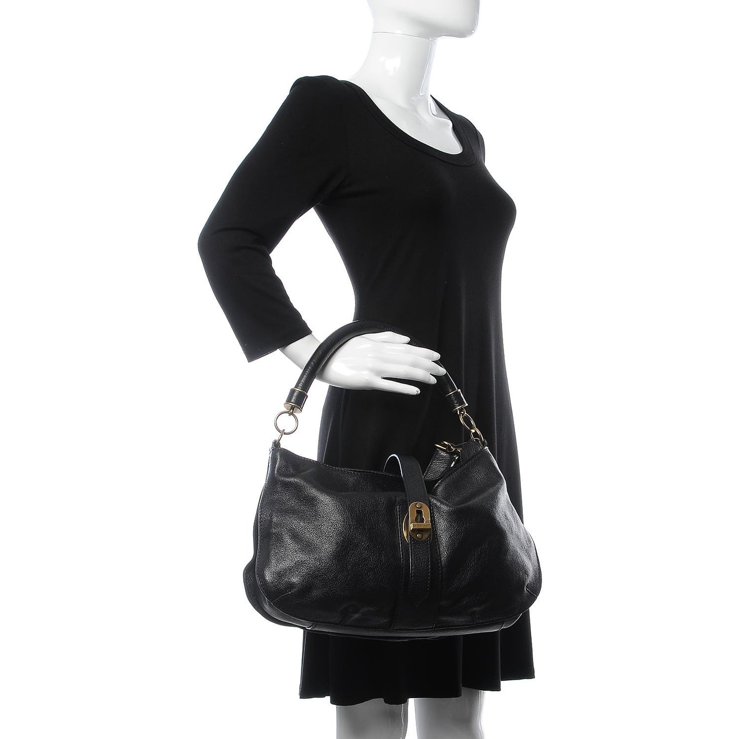 Grainy Calfskin Medium Creighton Hobo Black