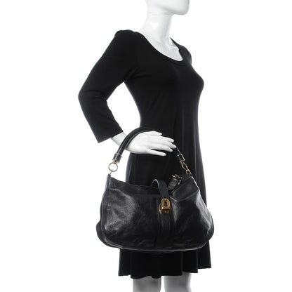 Burberry Grainy Calfskin Medium Creighton Hobo Black 3 of 11