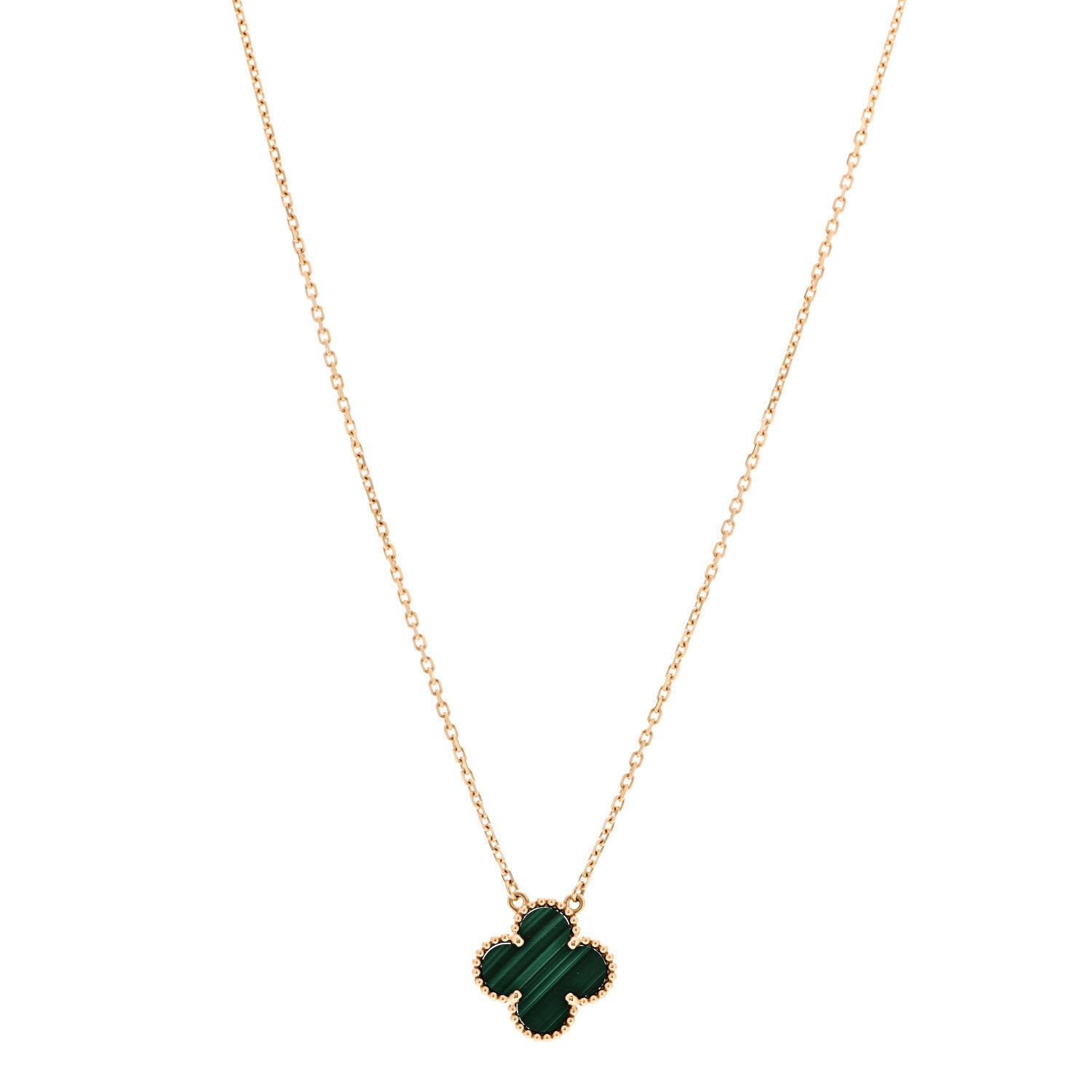 Van Cleef & Arpels 18K Yellow Gold Malachite Vintage Alhambra Pendant Necklace 1 of 5