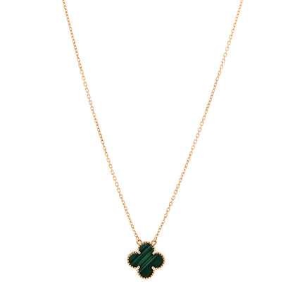 Van Cleef & Arpels 18K Yellow Gold Malachite Vintage Alhambra Pendant Necklace 1 of 5