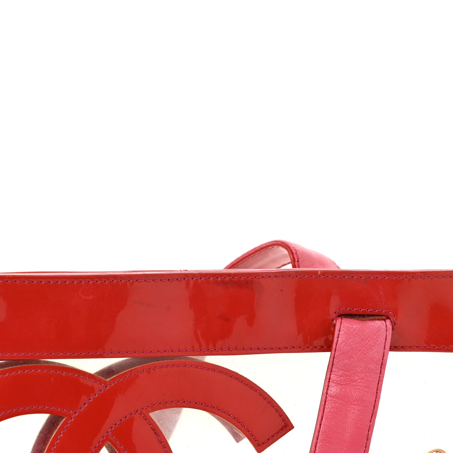 Chanel Vinyl Patent CC Logo Beach Tote Red 17 of 20