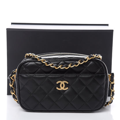 Chanel Lambskin Quilted Small Timeless Camera Case Black 10 of 10