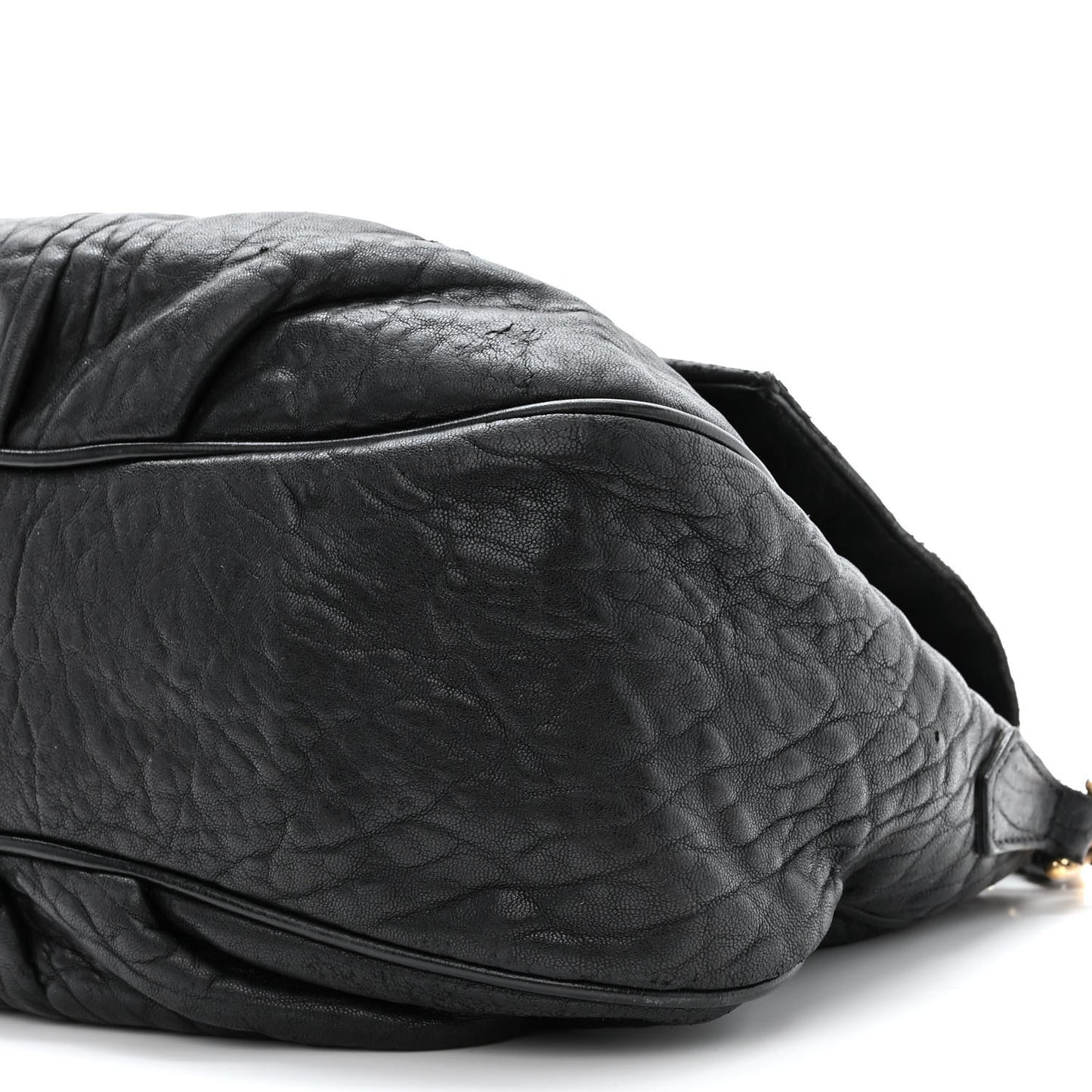 Crinkled Lambskin Mia Shoulder Flap Black