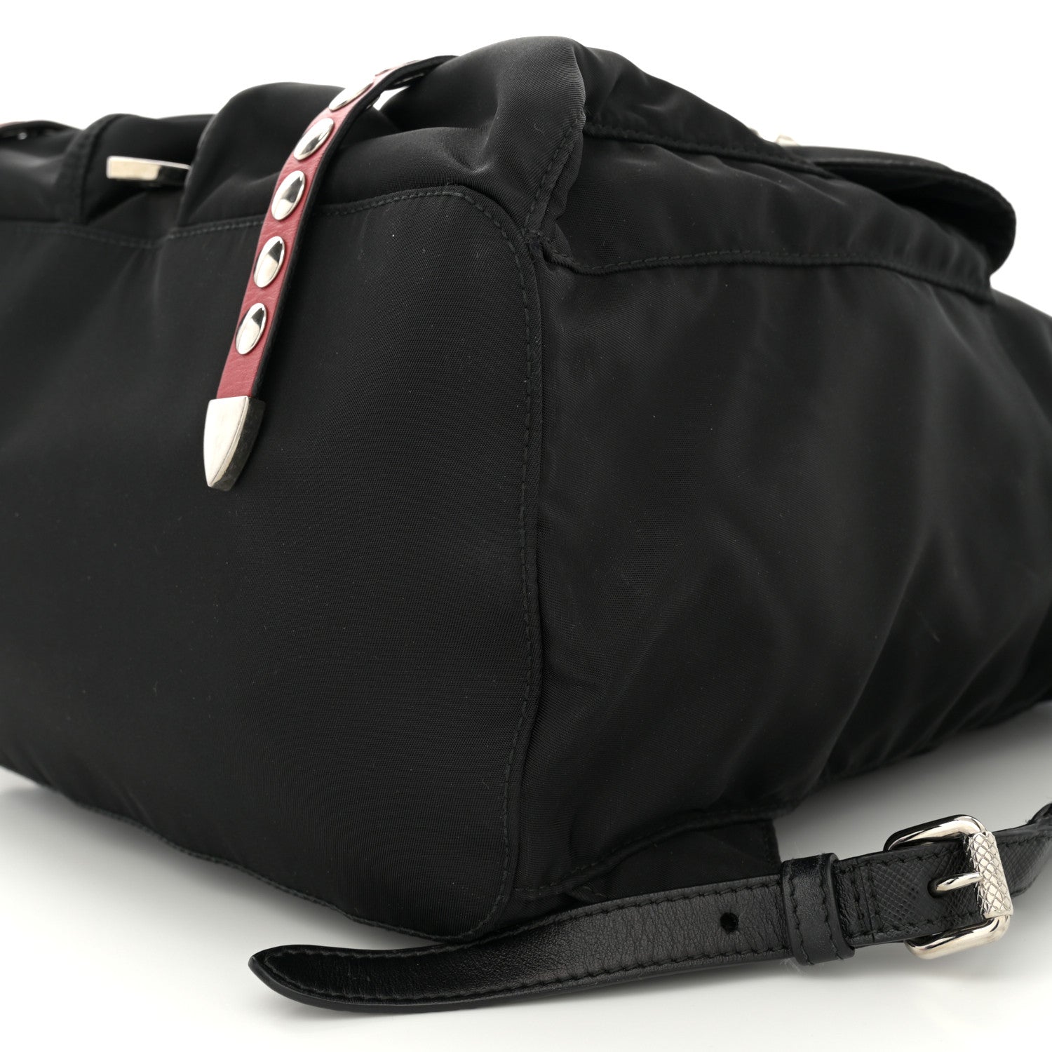 Prada Nylon New Vela Studded Backpack Black Fuoco 9 of 10