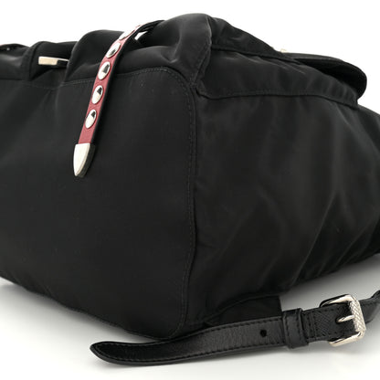 Prada Nylon New Vela Studded Backpack Black Fuoco 9 of 10