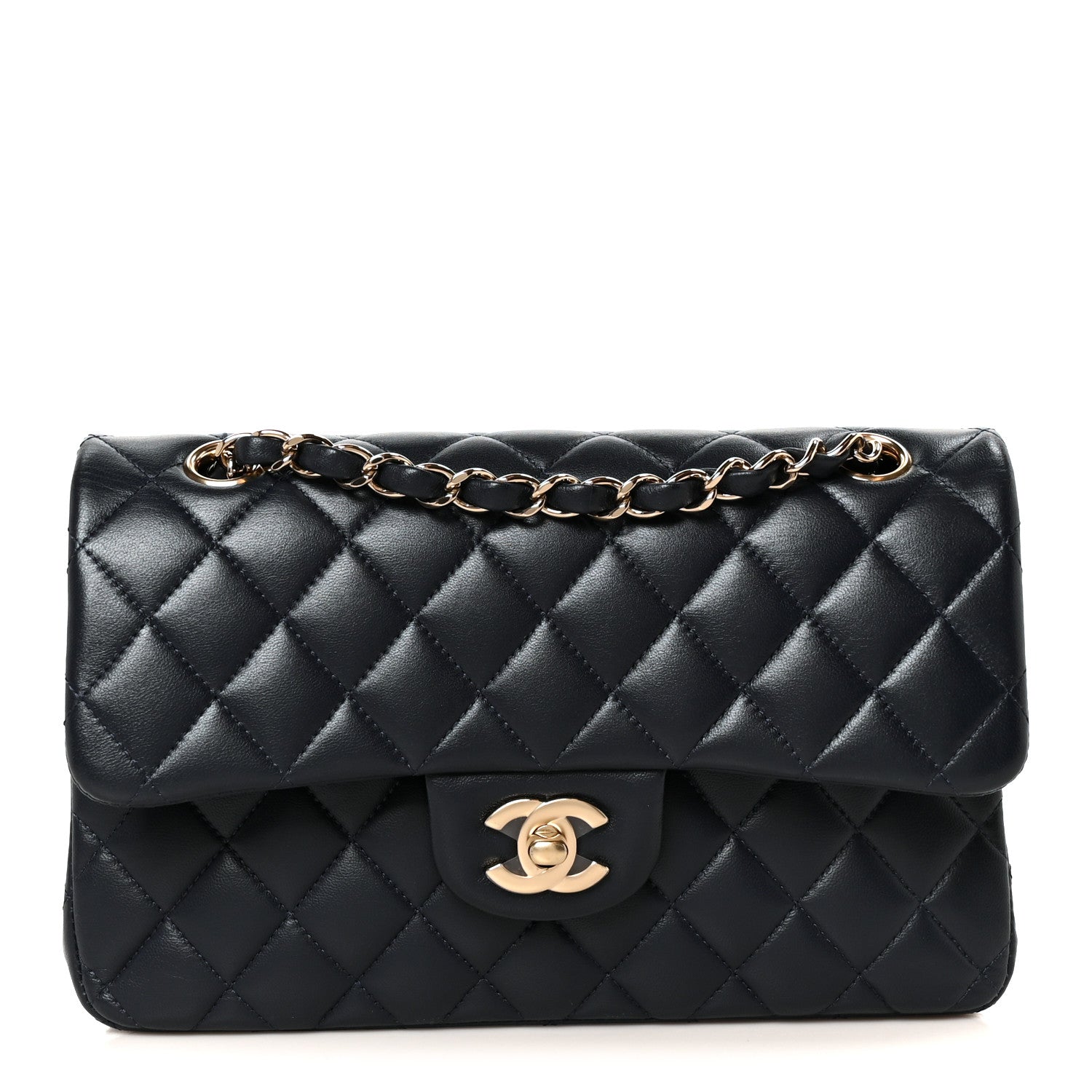 Chanel Lambskin Quilted Small Double Flap Navy 1 of 12