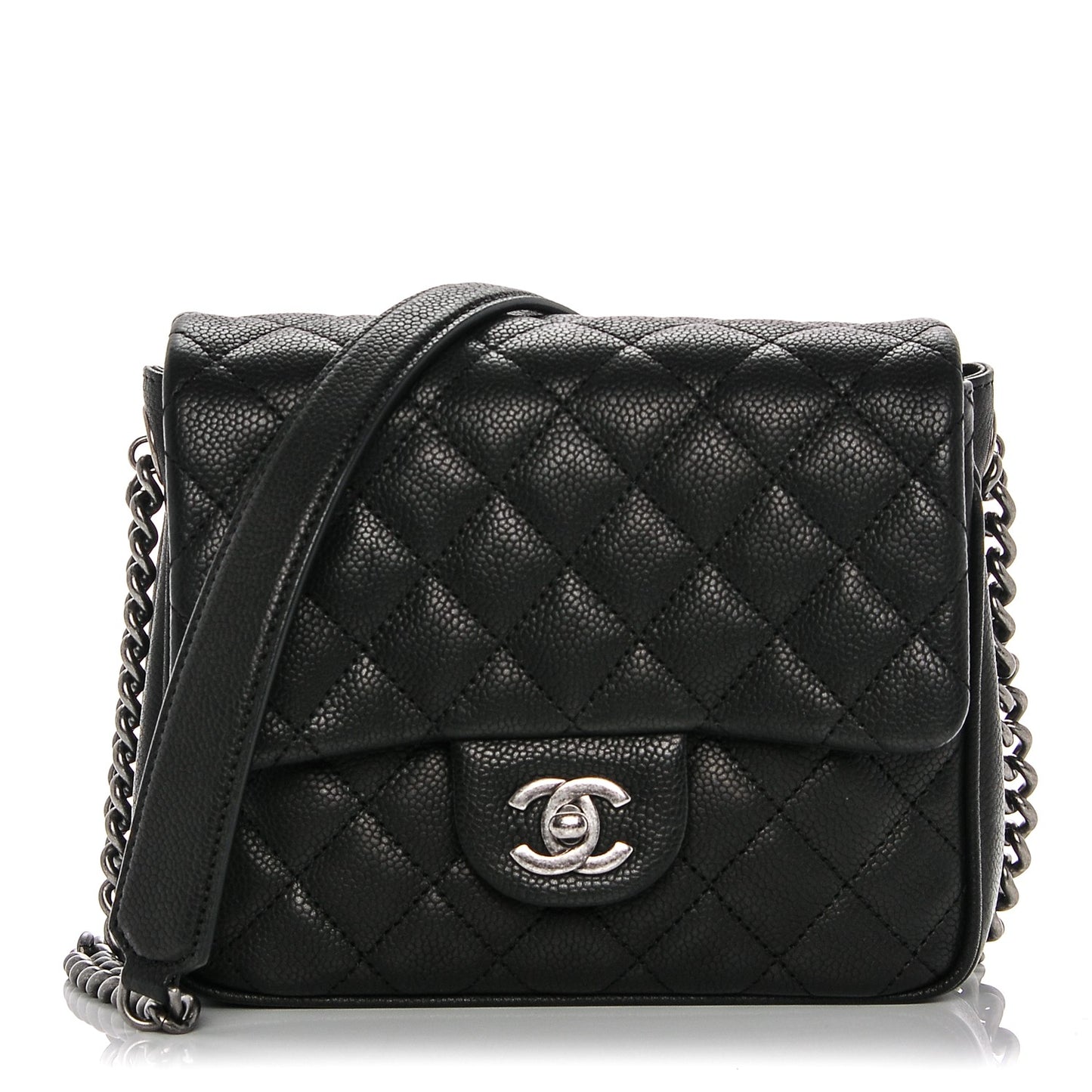 Caviar Quilted Small Rock In Rome Flap Black