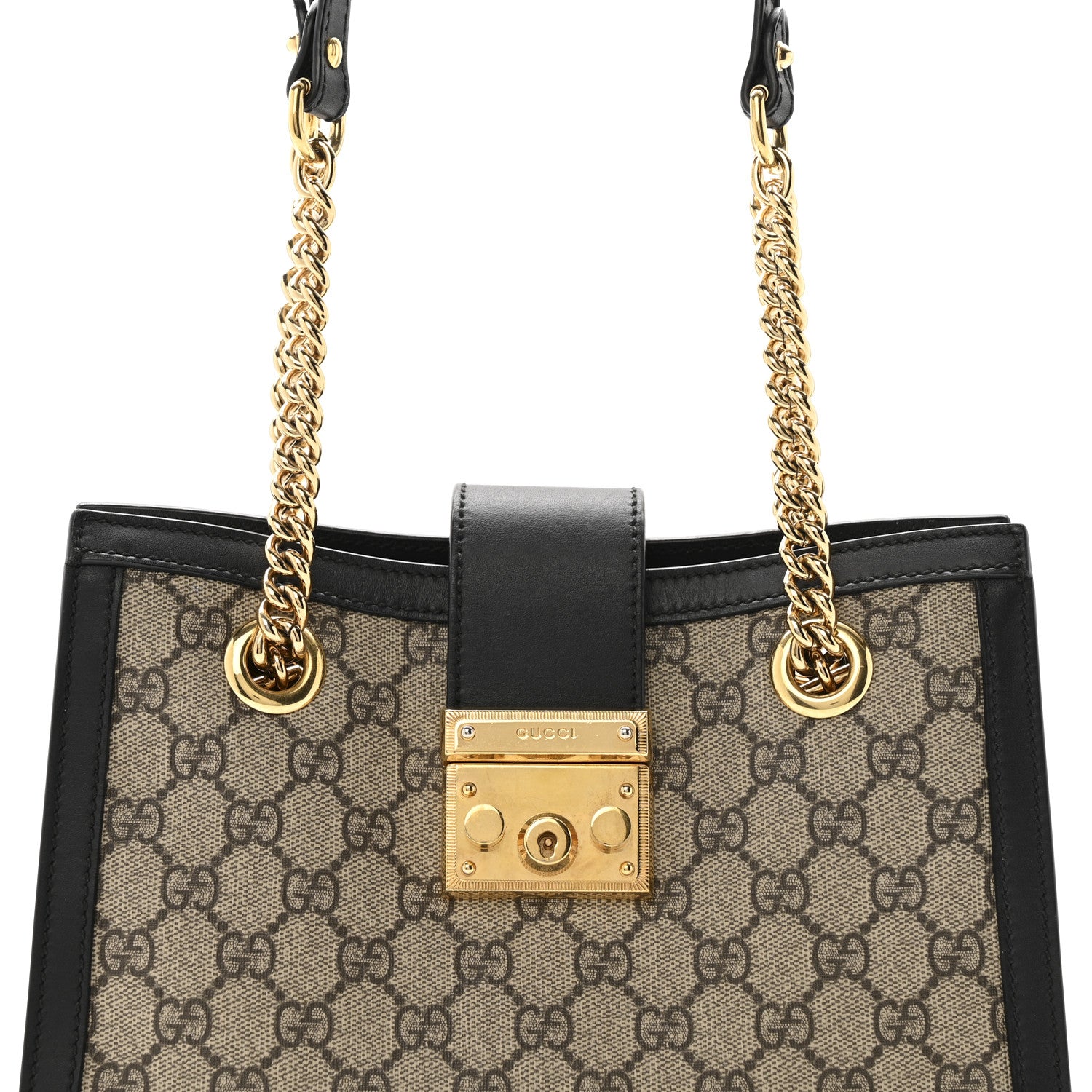 Gucci GG Supreme Monogram Small Padlock Tote Black 1805355