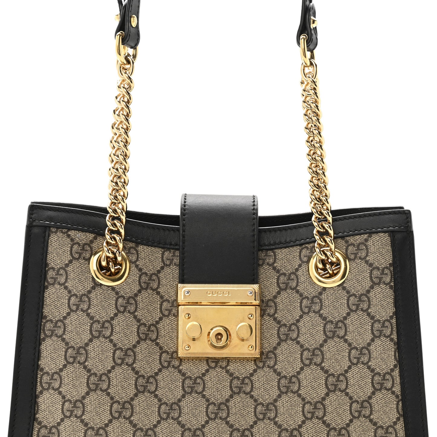 GG Supreme Monogram Small Padlock Tote Black