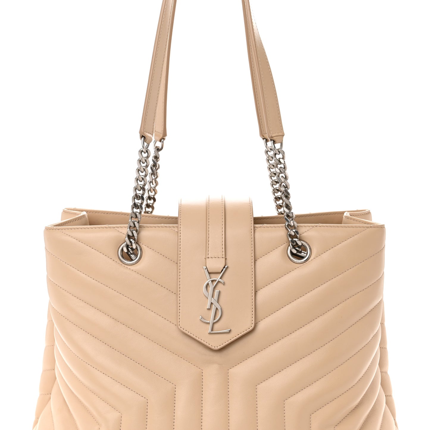 Calfskin Y Quilted Monogram Large Loulou Shopper Nude Powder