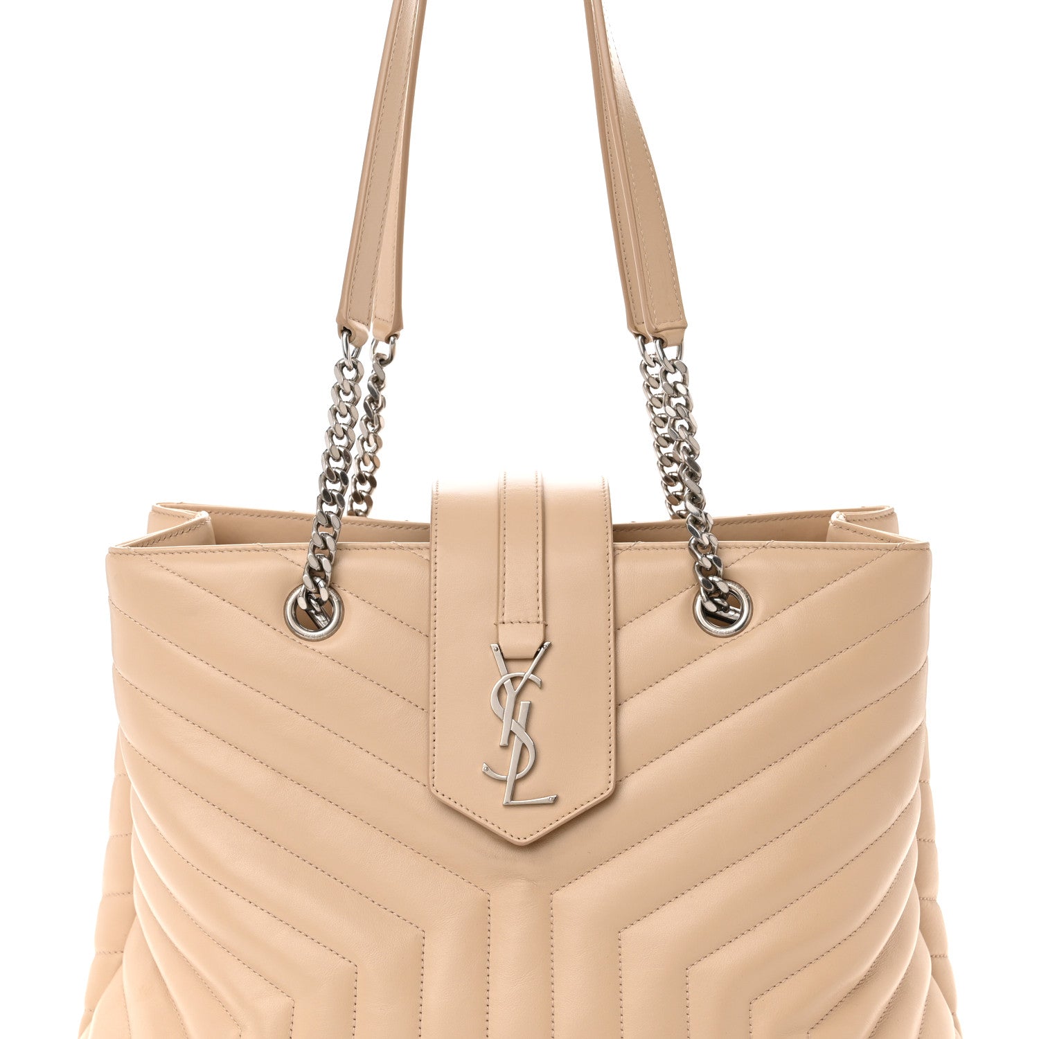 Saint Laurent Calfskin Y Quilted Monogram Large Loulou Shopper Nude Powder 8 of 10