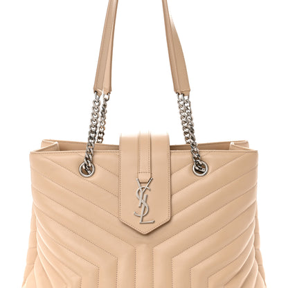 Saint Laurent Calfskin Y Quilted Monogram Large Loulou Shopper Nude Powder 8 of 10