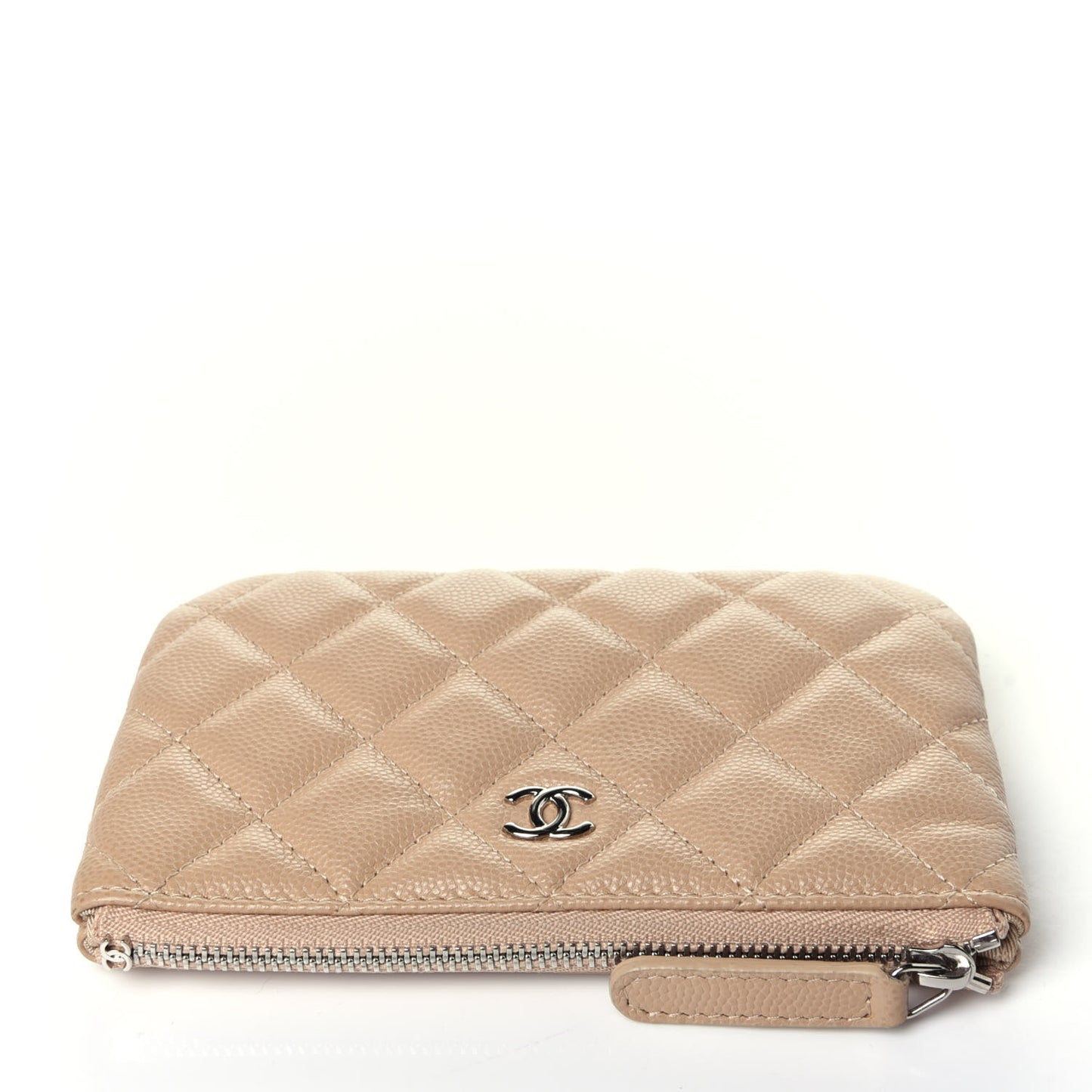 Caviar Quilted Small Cosmetic Case Beige