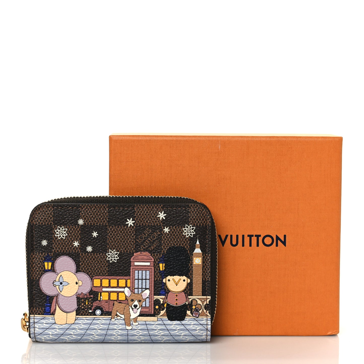 Damier Ebene 2021 Christmas Animation London Zippy Coin Purse Red