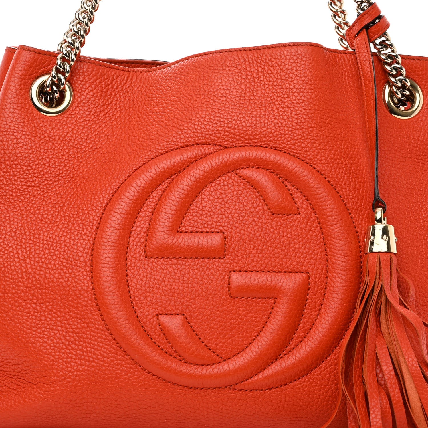 Gucci Pebbled Calfskin Medium Soho Chain Shoulder Bag Sun Orange 7 of 11
