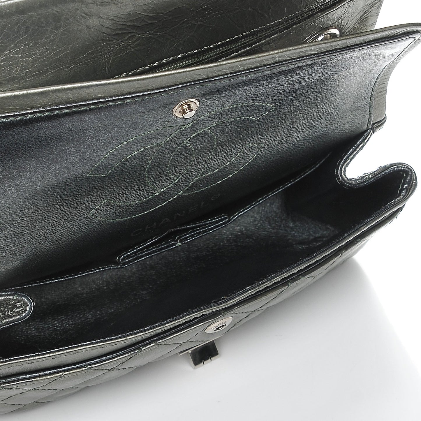 Metallic Aged Calfskin 2.55 Reissue 224 Flap Green