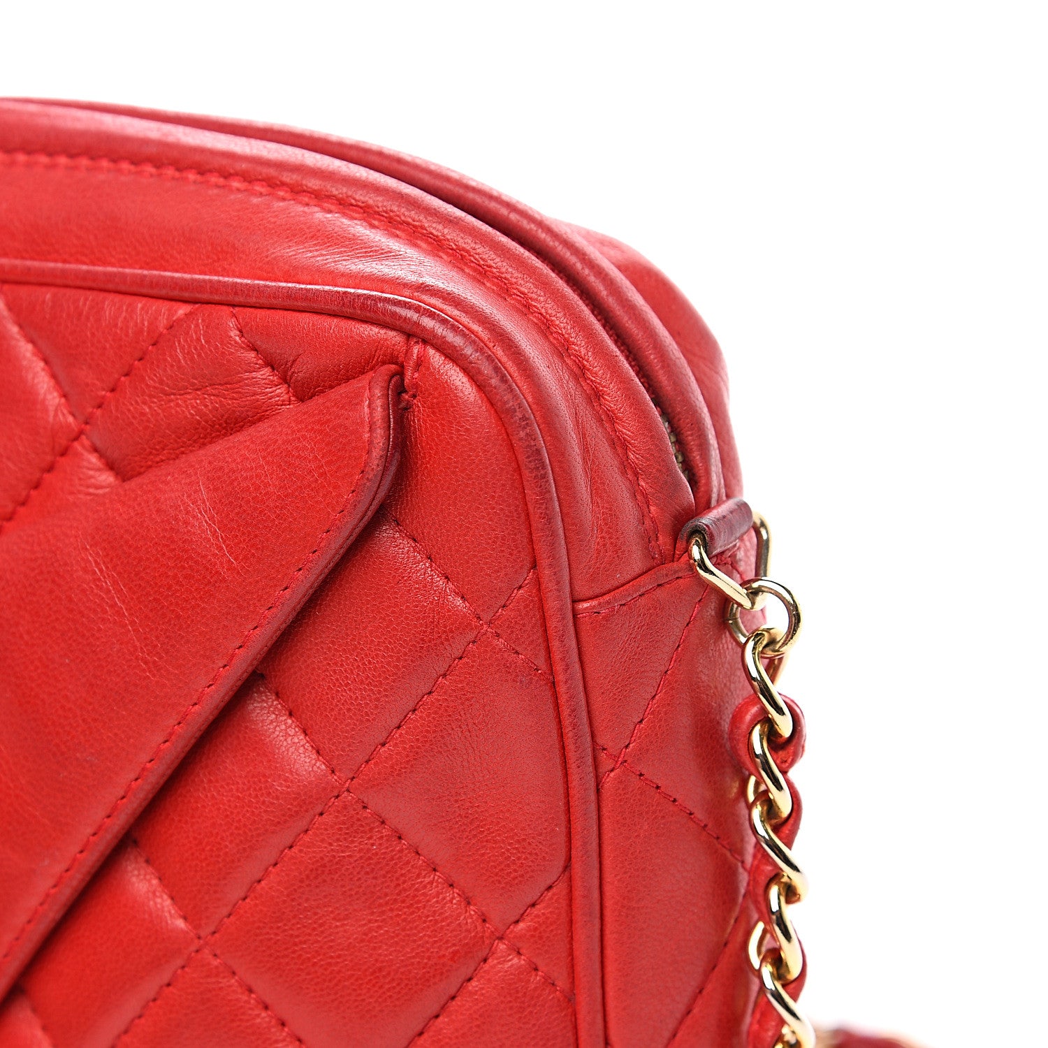 Chanel Lambskin Quilted Flap Tassel Camera Case Red 12 of 15