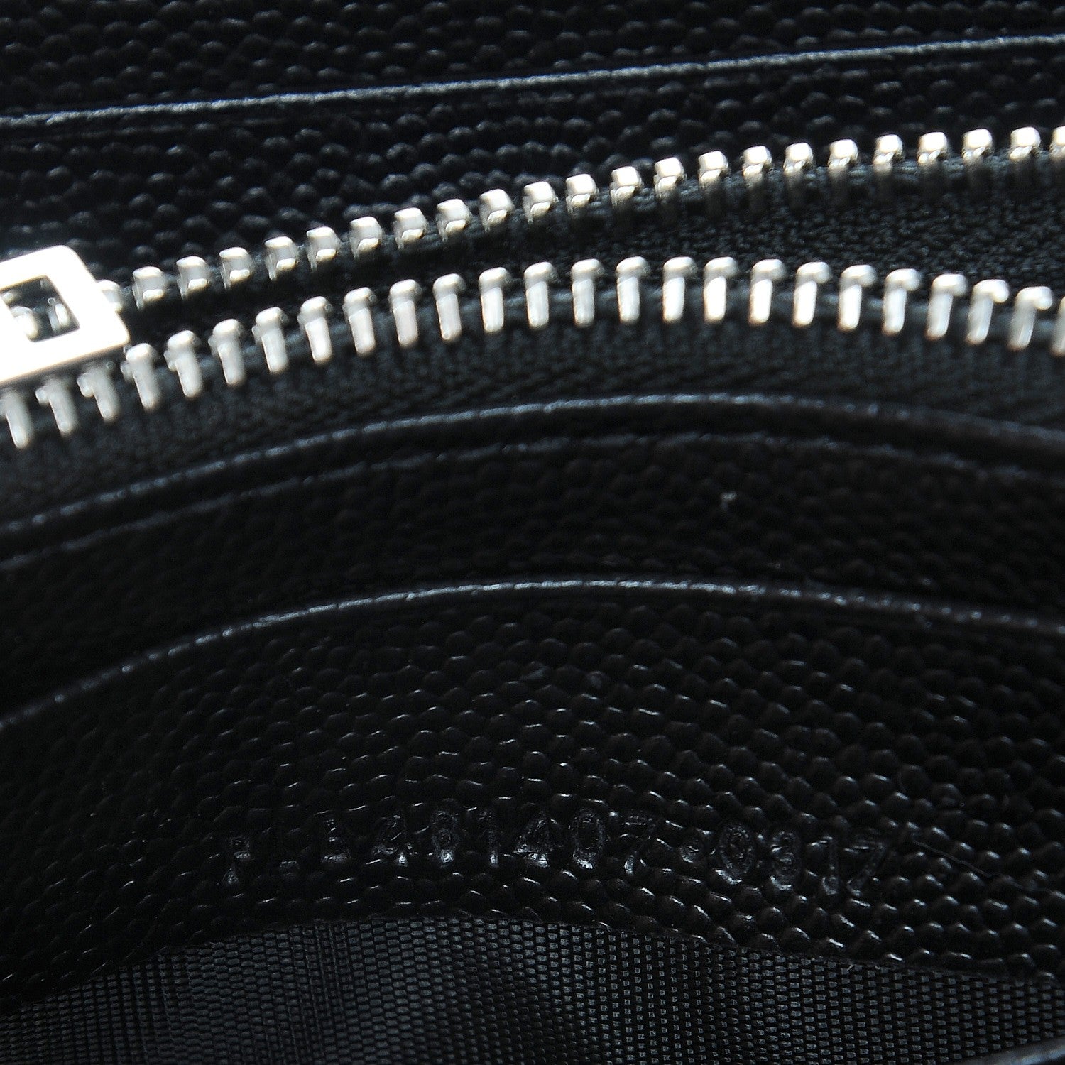 Saint Laurent Grain De Poudre Matelasse Chevron Monogram Zip Around Wallet Black 7 of 7