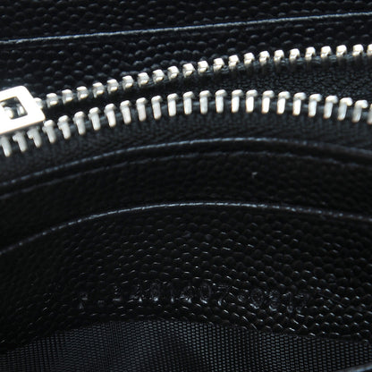 Saint Laurent Grain De Poudre Matelasse Chevron Monogram Zip Around Wallet Black 7 of 7