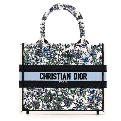 Christian Dior Canvas Embroidered Small Flowers Book Tote Blue 1 of 12