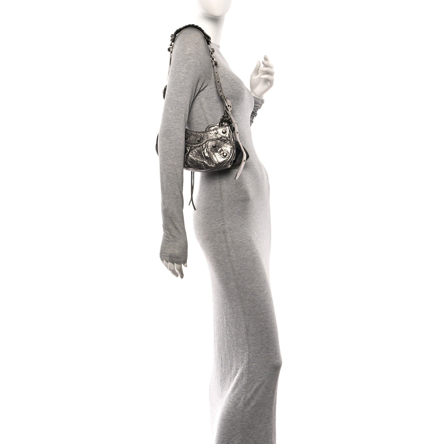 Balenciaga Metallic Agneau Arena Le Cagole Shoulder Bag XS Silver 2 of 11