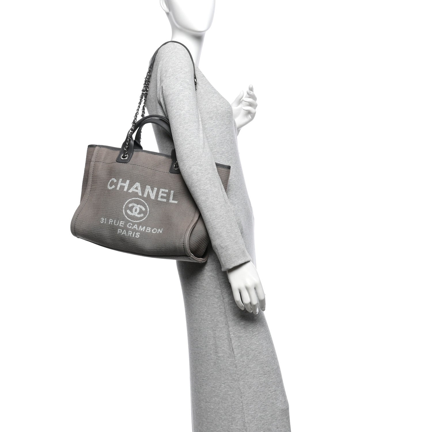 Chanel Mixed Fibers Small Deauville Tote Grey 2 of 12