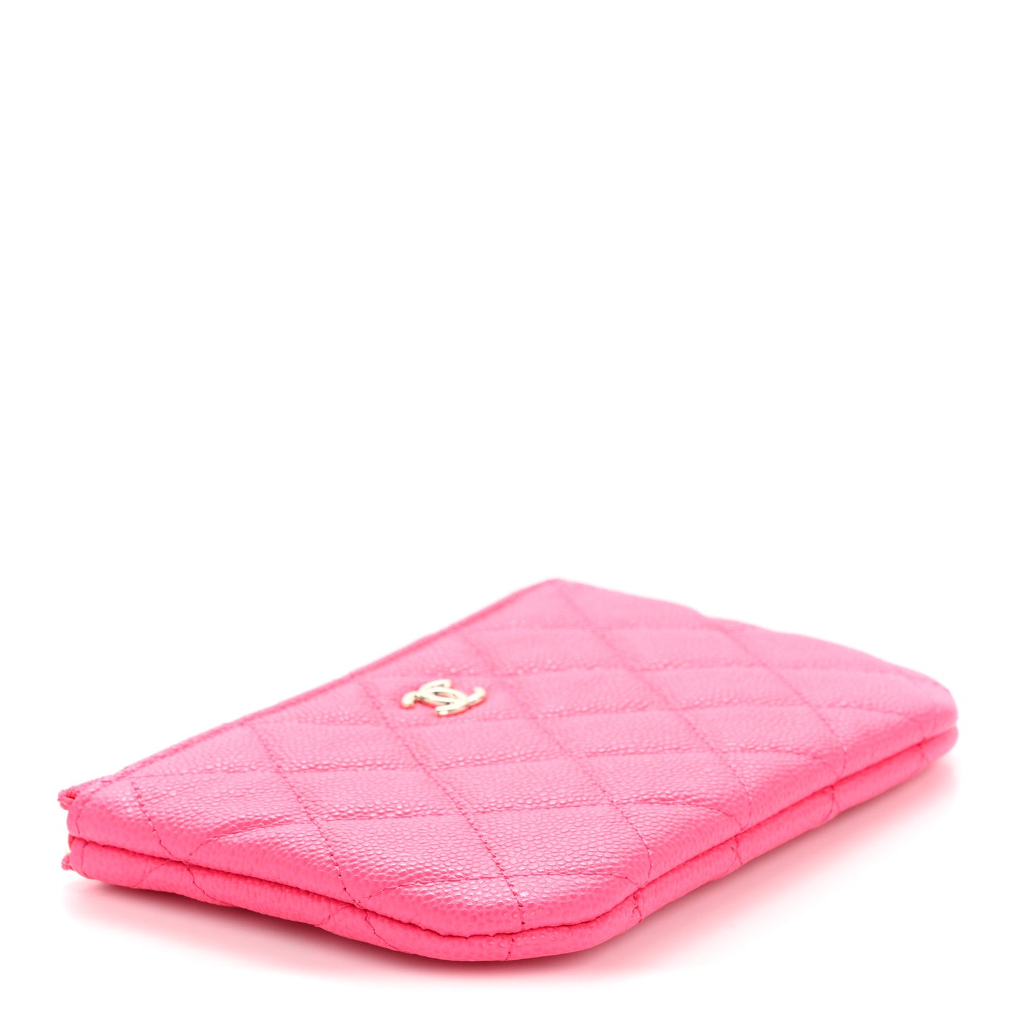 Caviar Quilted Small Cosmetic Case Fuchsia
