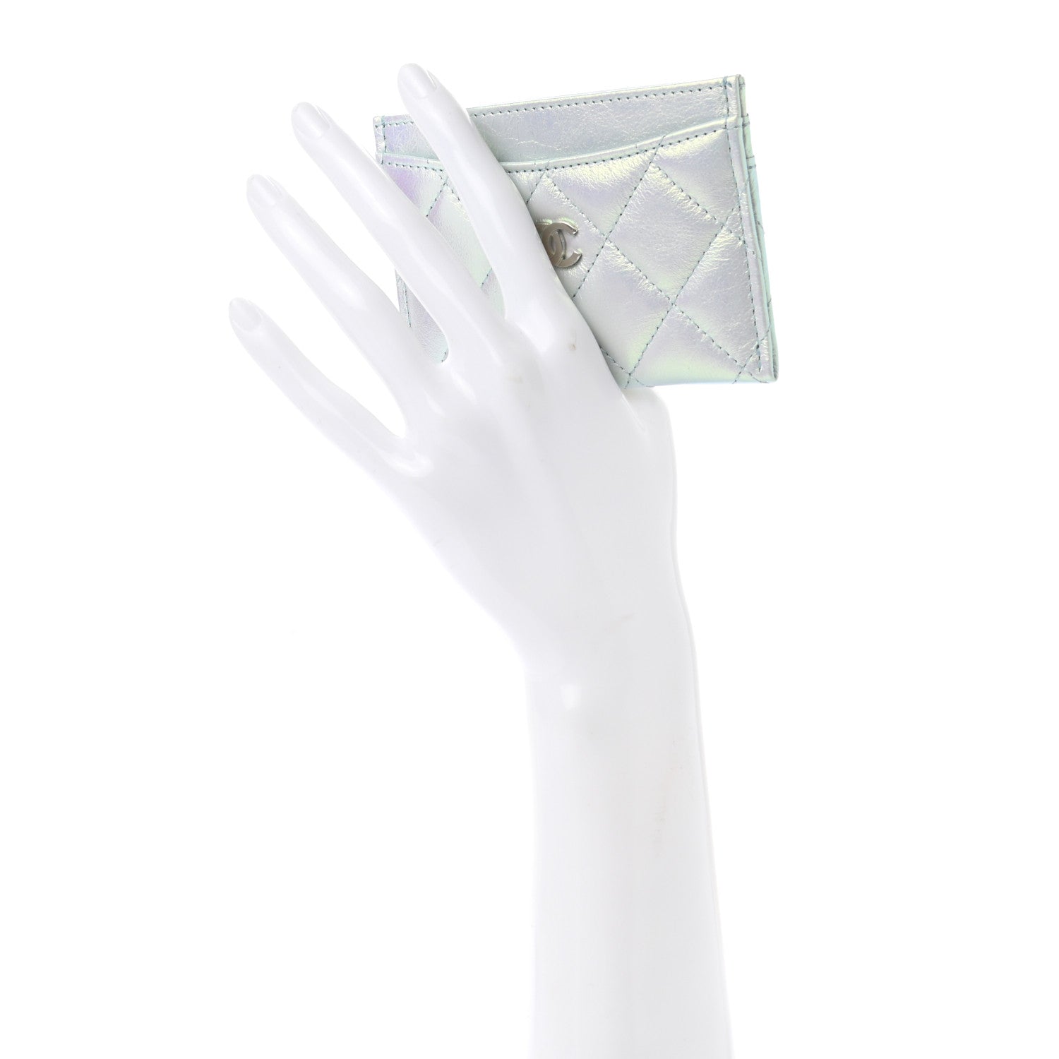 Chanel Iridescent Calfskin Quilted Card Holder Light Blue 2 of 8