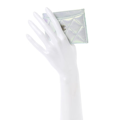 Chanel Iridescent Calfskin Quilted Card Holder Light Blue 2 of 8
