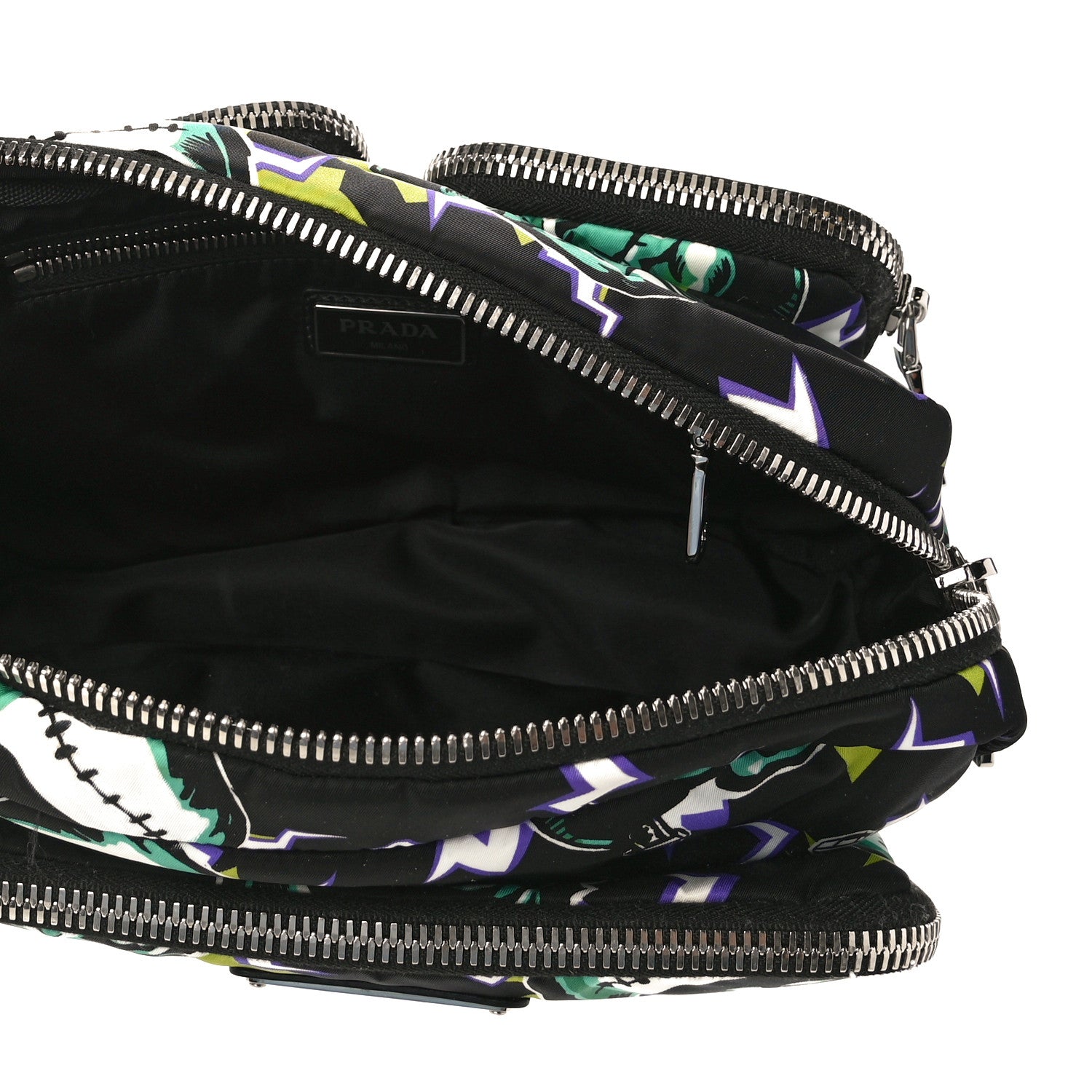 Prada X UNIVERSAL STUDIOS Tessuto Nylon Frankenstein Print Pouch Black Menta 5 of 11